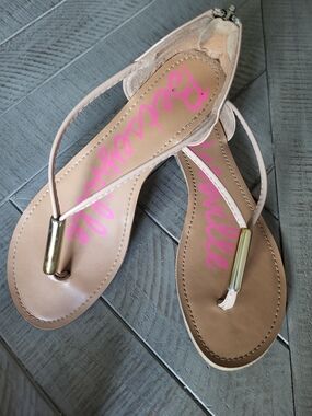 Betseyville Women’s Nude Thong Sandals with Gold Accent